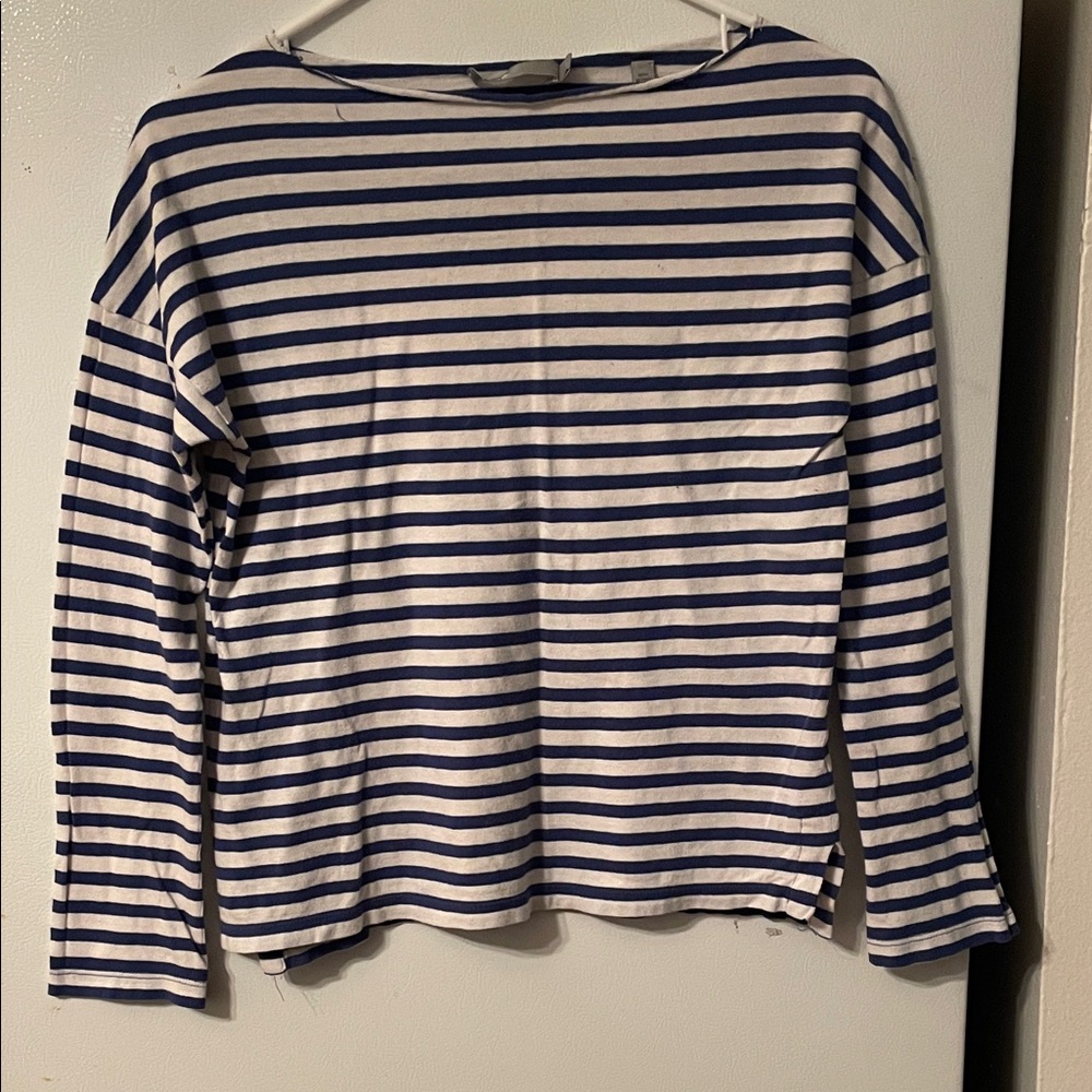 Vince XS 100% Cotton Navy and White Striped‎ Top